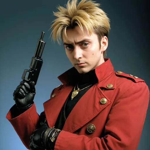 Prompt: Young David Tenant as Vash the stampede from Trigun