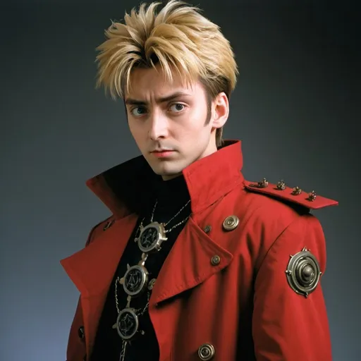 Prompt: Young David Tenant as Vash the stampede from Trigun