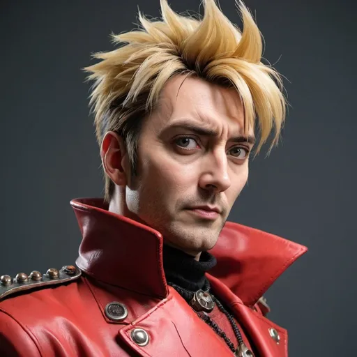 Prompt: David Tenant as Vash the stampede from Trigun anime, realistic 