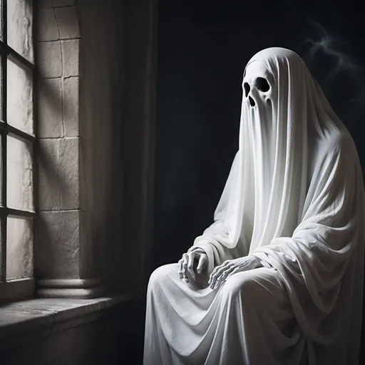 Prompt: A ghost contemplating about philosophy 