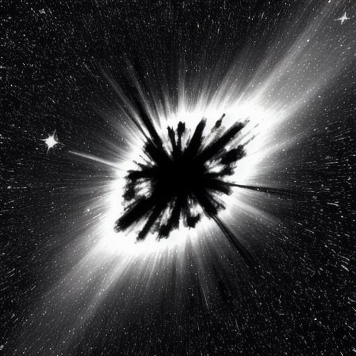 Prompt: a star exploding in space black and white