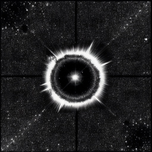 Prompt: a star exploding in space black and white