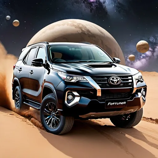 Prompt: 2019 toyota fortuner 2.8 gr sport, outer space, floating, pop art, painting