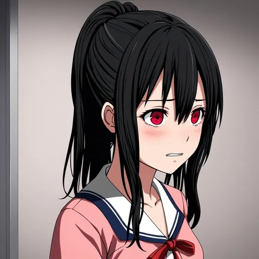 Prompt: Ayano Aishi from Yandere Simulator, anime, girl, detailed, shy, tied hair, black hair, very detailed