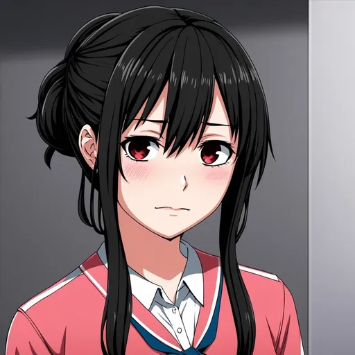 Prompt: Ayano Aishi from Yandere Simulator, anime, girl, detailed, shy, tied hair, black hair, very detailed