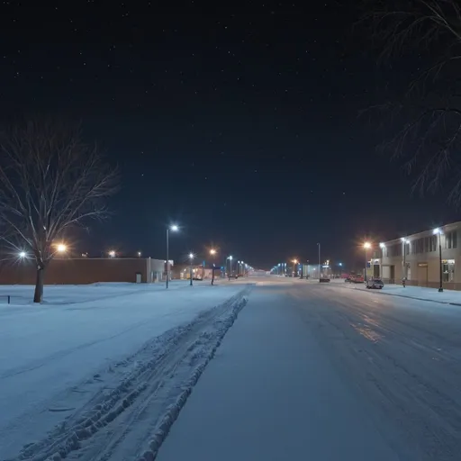 Prompt: Bismarck, North dakota,  winter night, 4k , photorealistic