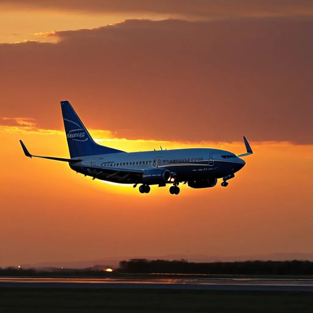 boeing 737, takeoff, sunset, 16k, art,