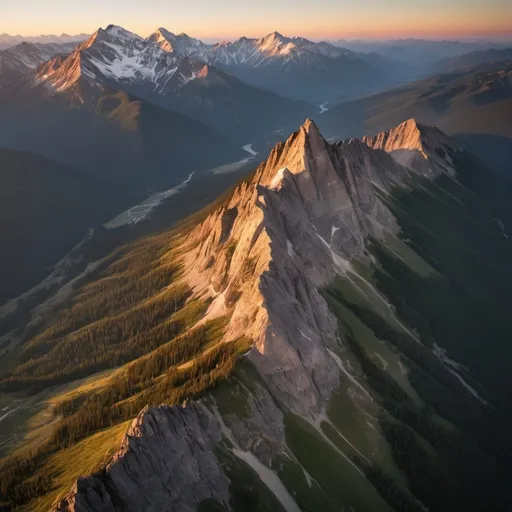 Prompt: Rocky mountains at sunrise, 
aerial photography,
wide angle view, 
full depth of field, 
beautiful, 
high resolution, 
realistic, 
detailed foliage,
serene atmosphere, 
golden hour lighting, 
misty valleys,
majestic peaks, 
natural beauty,
landscape painting, 
professional quality, 
sunrise,
mountain range, 
misty valleys, 
realistic, 
detailed foliage,
serene atmosphere, 
wide angle view, 
full depth of field, 
beautiful, high resolution, 
golden hour lighting, 
majestic peaks, 
natural beauty