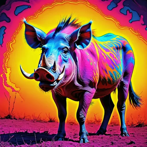 Prompt: psychedellic art, warthog, vibrant colors