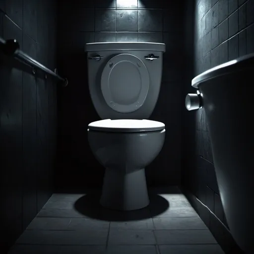 Prompt: Cinematic 4K shot of a toilet bowl in a dark stall, dramatic lighting, intense shadows, moody atmosphere, high quality, dark tones, detailed texturing, cinematic, restroom, intense shadows, professional lighting