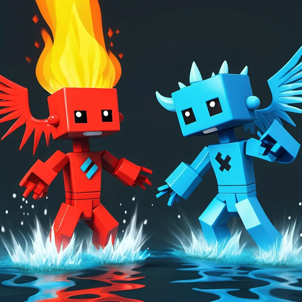 Prompt: XBLOX a water demon and XDER  a fire angel fights and makes world peace