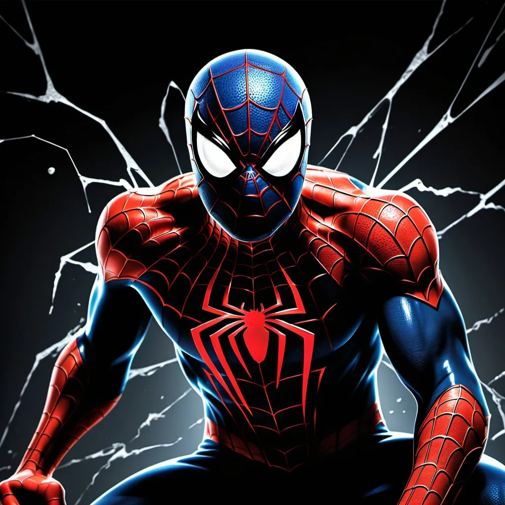 Prompt: Spiderman in anger mode and back ground is black like a animation style