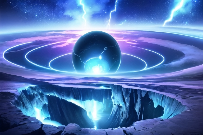 Prompt: A realistic nuclear reactor core. The water in the core is glowing blue. Small lightning bolts that represent flux are coming out of the core at all directions.