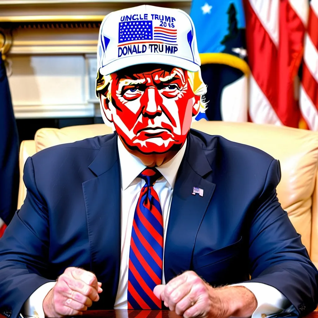 Prompt: Donald Trump banged the looser Joe Biden with Uncle Sam cap