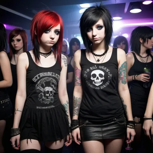 Prompt: emo girls going clubbing
