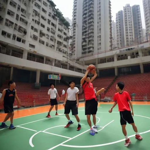 Prompt: Hong Kong, volleying basketball