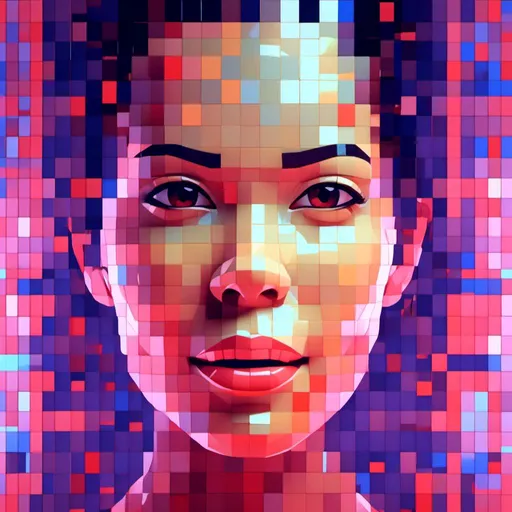 Prompt: <mymodel>3D pixel art of a beauty female portrait, mesmerizing beauty, large pixel size, glass texture, emerging from a digital dot matrix, game-minecraft style, high-res, detailed, pixel art, boss beauty expression, digital emergence, glassy texture, cubic design, vibrant colors, retro-futuristic lighting
