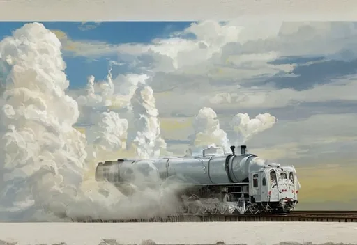 Prompt: maksymilian novak zemplinski  stylethe thethe white locomotive levitates,