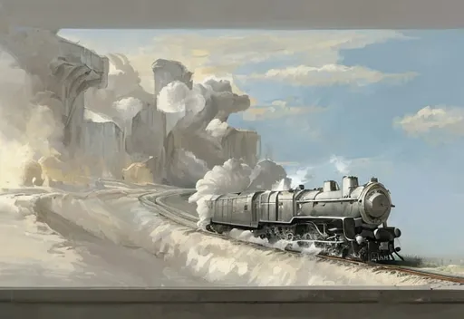 Prompt: maksymilian novak zemplinski  stylethe thethe white locomotive levitates,