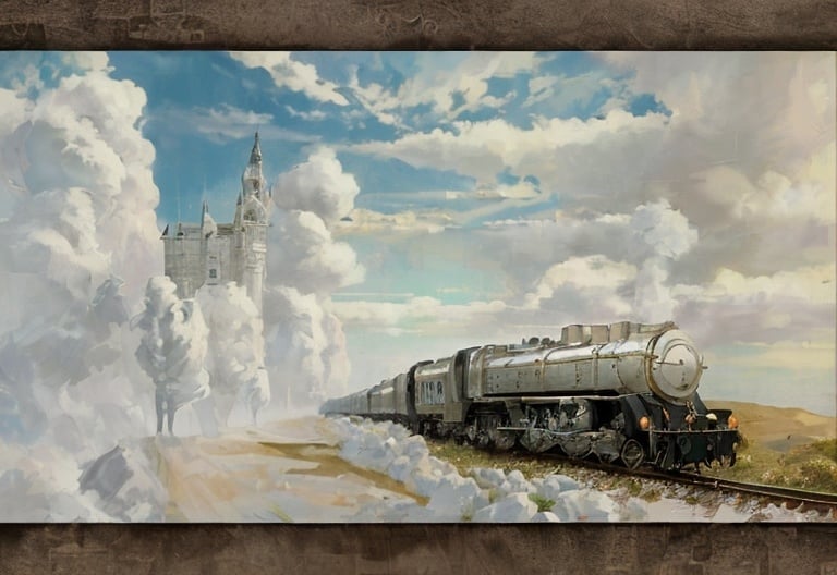 Prompt: maksymilian novak zemplinski  stylethe thethe white locomotive levitates,