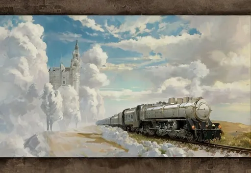 Prompt: maksymilian novak zemplinski  stylethe thethe white locomotive levitates,