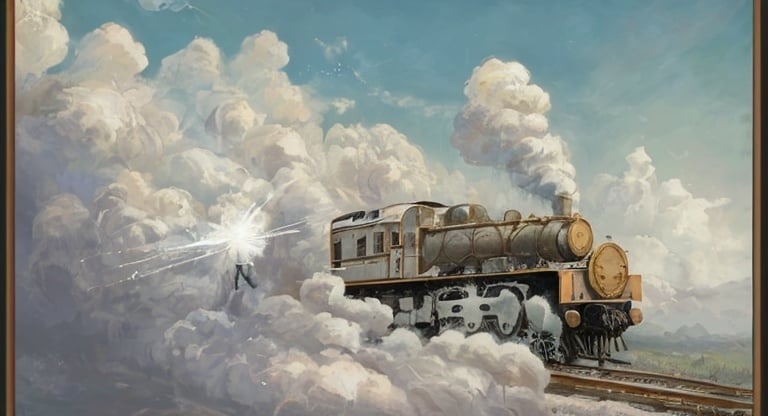 Prompt: maksymilian novak zemplinski  stylethe thethe white locomotive levitates,