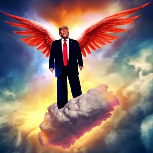Prompt: Donald Trump ascending to the heavens 