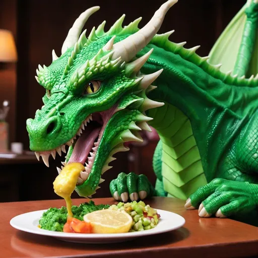 Prompt: a green dragon that is eating Dwane 
Johnson
 