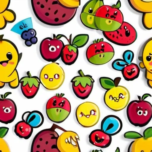 Prompt: mixed fruit cartoon characters

