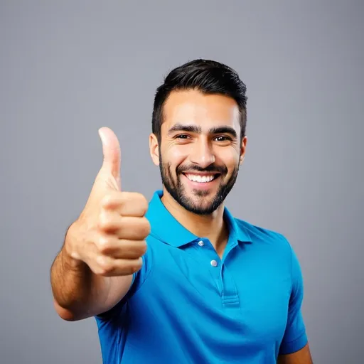 Prompt: a man giving a thumbs up sign with both hands