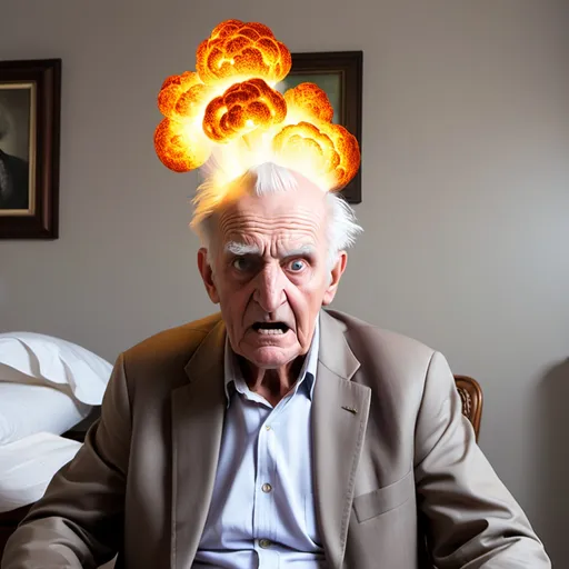 Prompt: great grandfather explodes via poop storm brainiac


