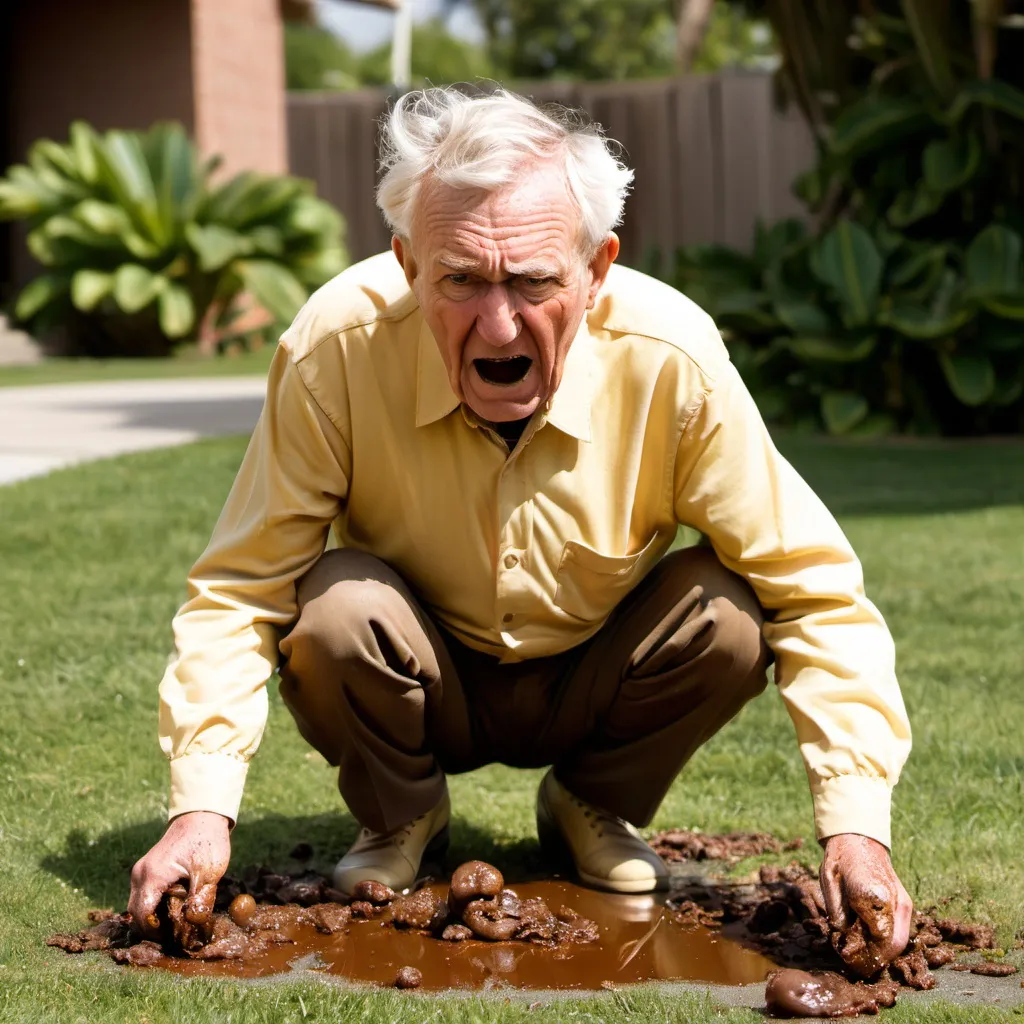 Prompt: old man poop explosion gone bananas 
