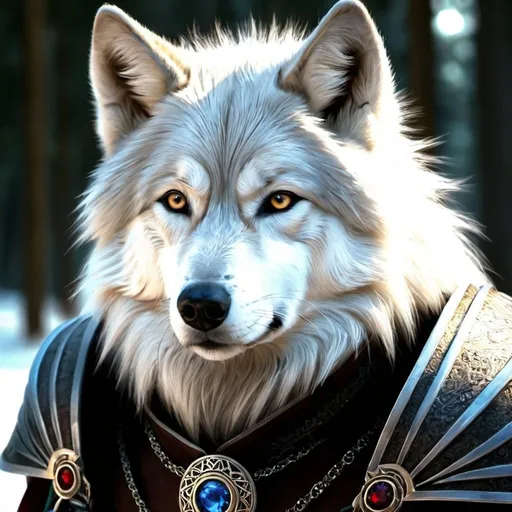 Prompt: The Lord of Wolves. He is an archfey who looks like a wolf.