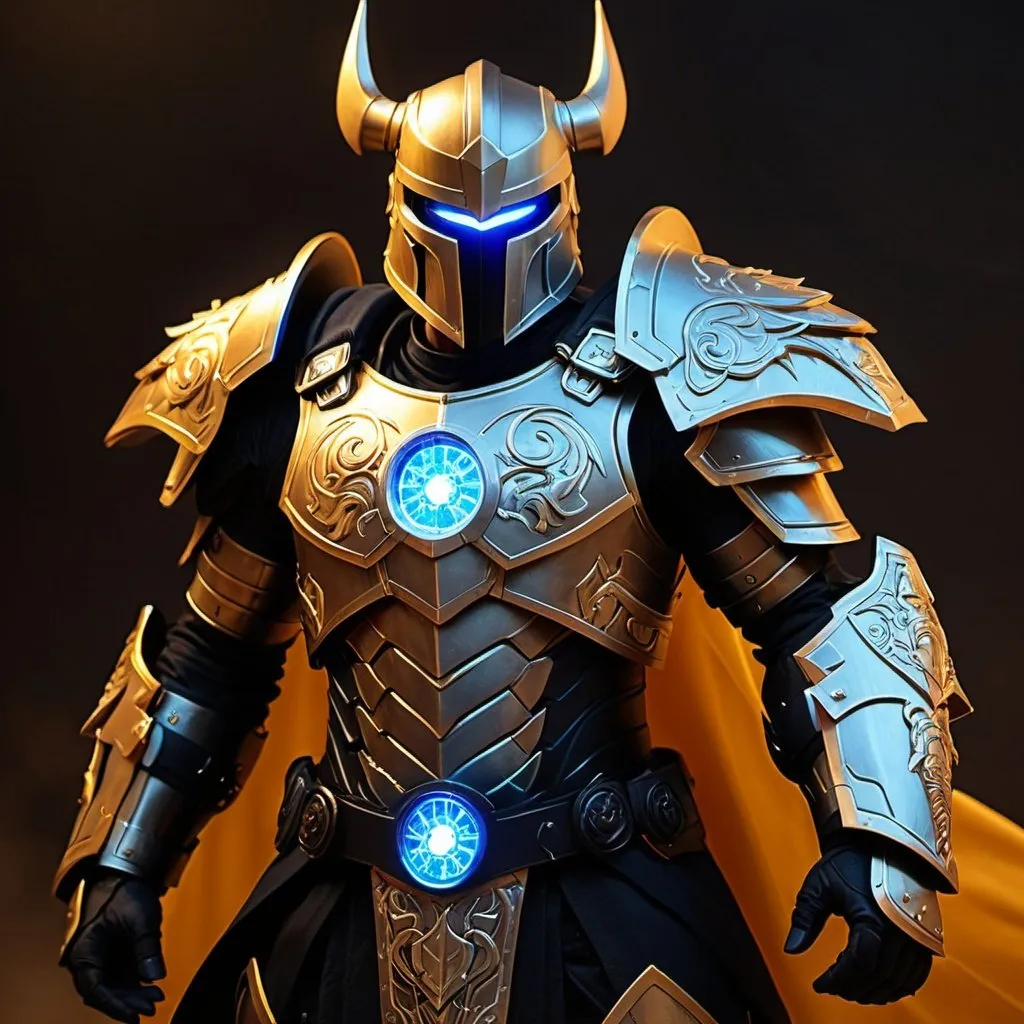 Prompt: Spartan-IV Mjolnir armor, gen 3 Mjolnir, heavy dragon motifs, dragon colors, sleek and angular, armor lights, glowing lights, magic runes, glowing runes, heavy on the Halo influence, heavy dragon theme, no horns, Mjolnir style helm, steampunk design