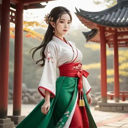 Prompt: full body, female elf, alluring, hourglass figure, hanbok