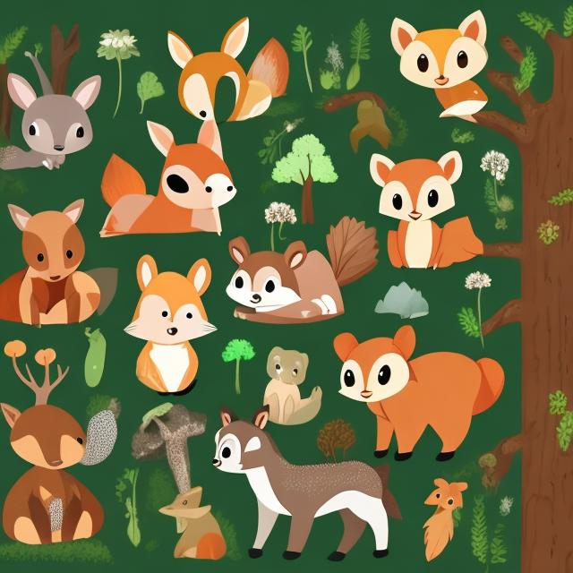 Prompt: woodland animals