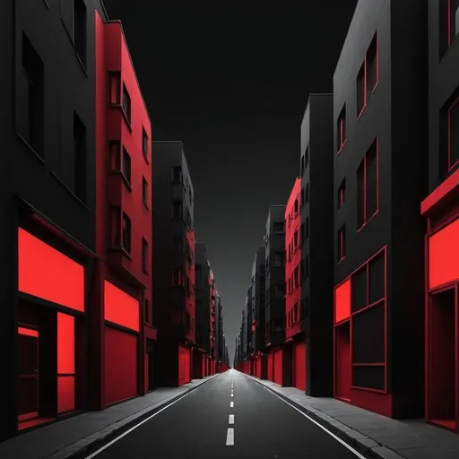 Prompt: City street black red background simple