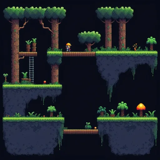 Prompt: 2d platformer level in pixelart