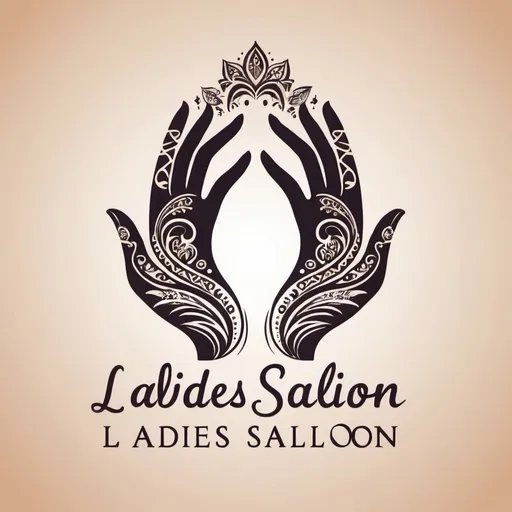 Prompt: create a logo for ladies salon that is minimalist, abstract, silhouette representing beauty and henna services. beauty services and for the whole body and henna is applied on the hands and feet