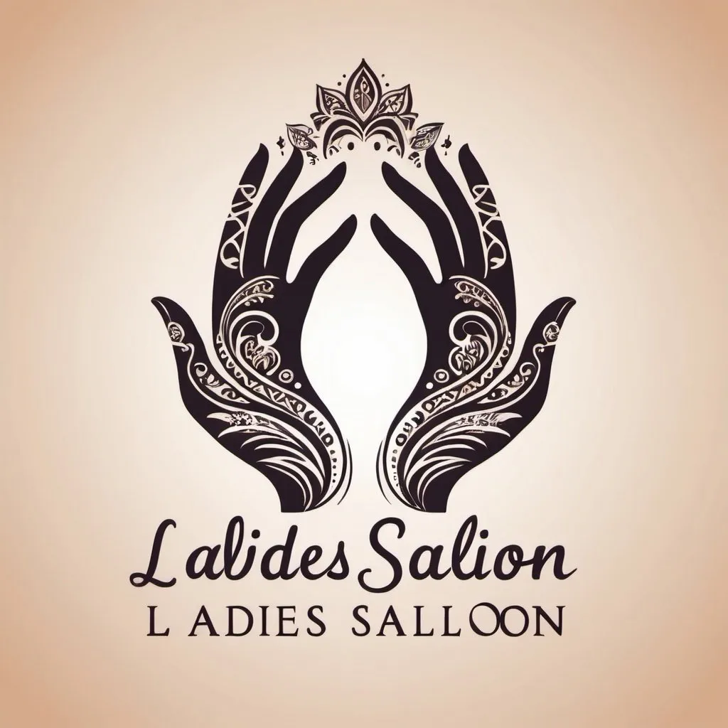 Prompt: create a logo for ladies salon that is minimalist, abstract, silhouette representing beauty and henna services. beauty services and for the whole body and henna is applied on the hands and feet