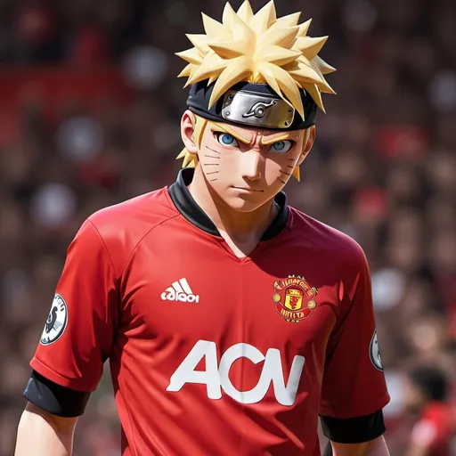 Prompt: Naruto in current Manchester united jersey