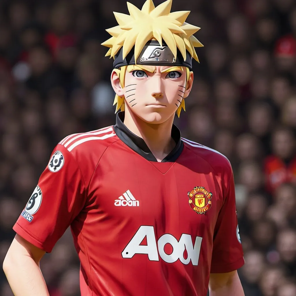 Prompt: Naruto in current Manchester united jersey