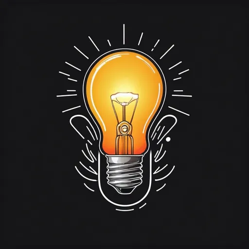 Prompt: Logo for light bulb drawing style and funky