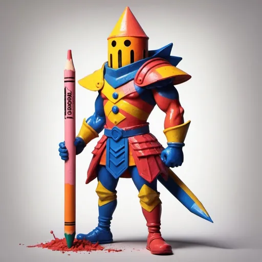 Prompt: personified crayon warrior