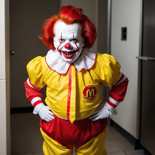 Prompt: scary midget ronald mcdonald with downsyndrome