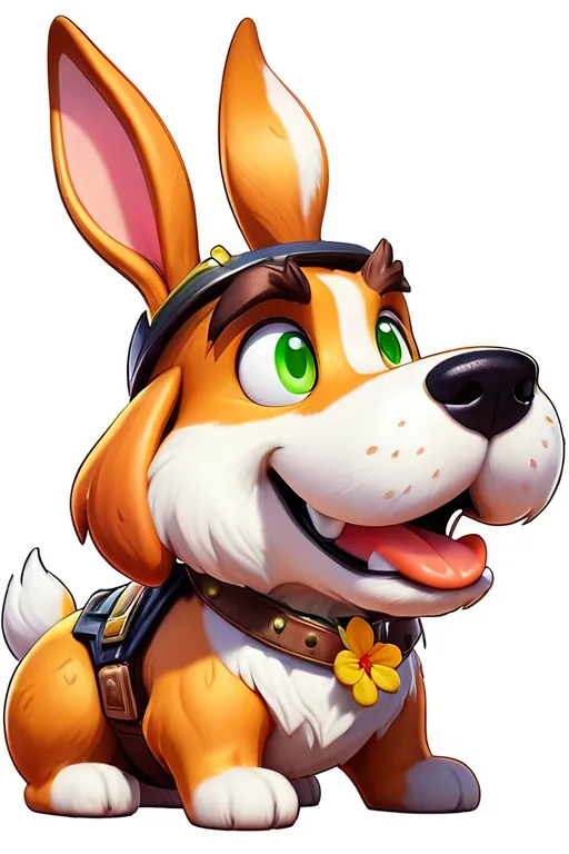 Prompt: Serious Sam, stardew valley, bunny dog, on a white background