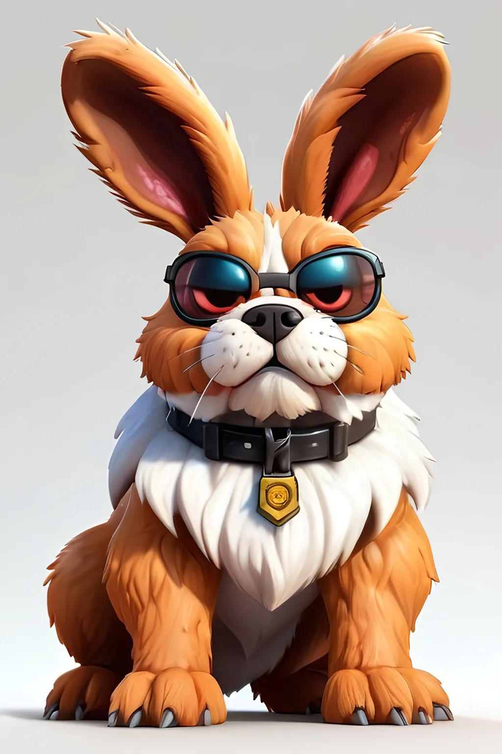 Prompt: Bunny dog in Serious Sam style on white background, digital illustration, detailed fur and facial features, high quality, Serious Sam, Stardew Valley, digital art, bright and clean, professional lighting