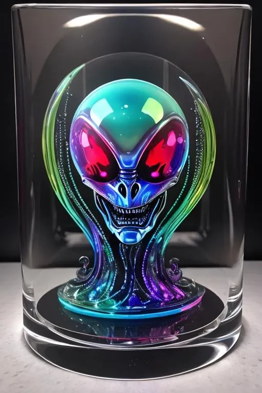 Prompt: horror nightmare alien the movie, glass art