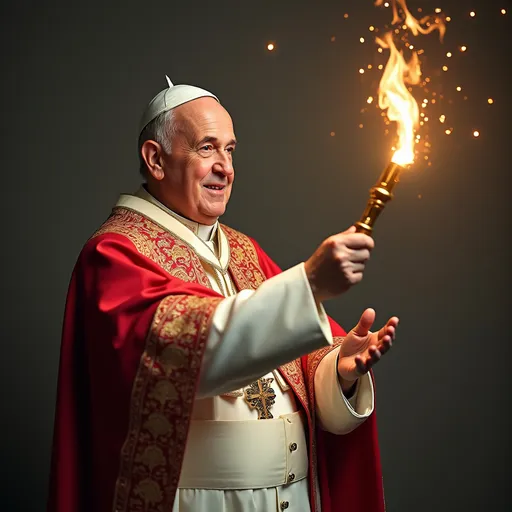 Prompt: crea uun immagine del papa con la bacchetta magica