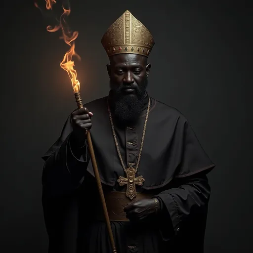 Prompt: crea uun immagine di un papa nero con la bacchetta magica